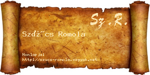 Szűcs Romola névjegykártya