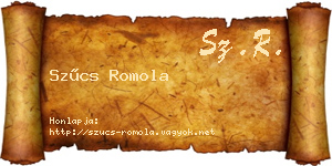 Szűcs Romola névjegykártya
